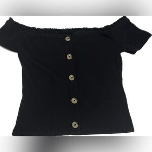 Aeropostale Women's Black Off-the-Shoulder Crop Top - Size Small